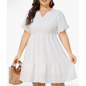 Chic White Ruffle Midi Dress